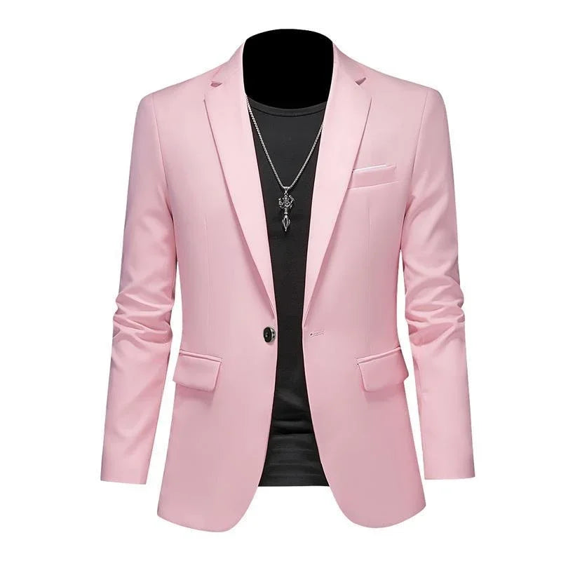 Men's High-End Solid Color Blazer – Casual Business & Groom Wedding Suit Jacket