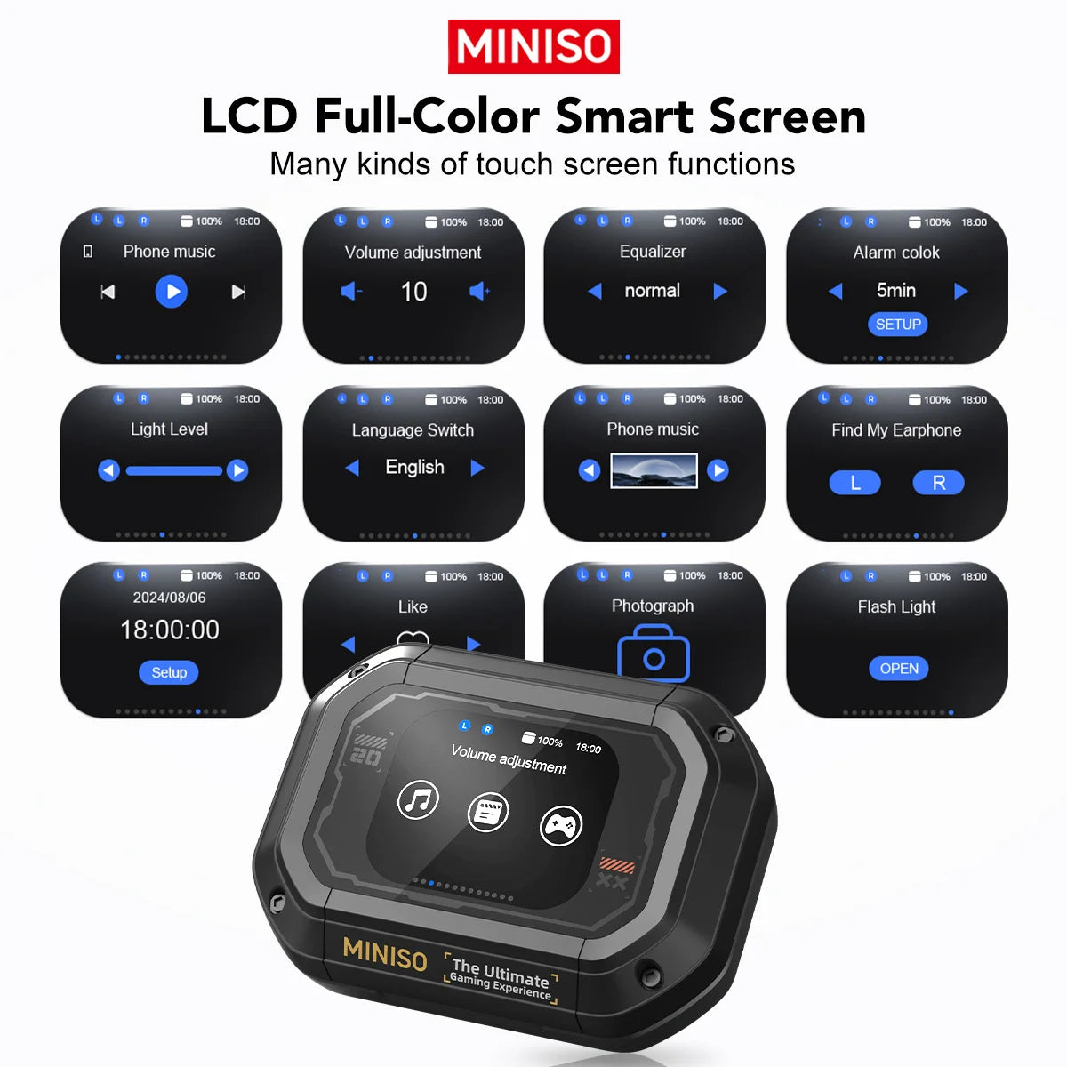 سماعات MINISO M98 AI Translator اللاسلكية - سماعات بلوتوث رياضية، سماعة ألعاب مع ASMR وترجمة التطبيقات، مقاومة للماء IPX5