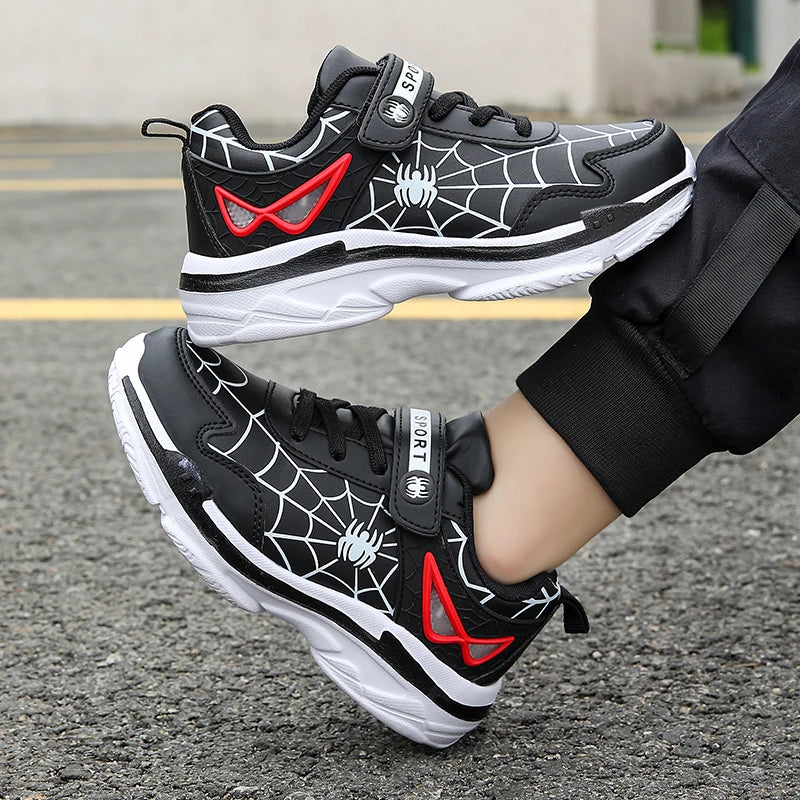 Boys Red PU Leather Sneakers | Kids Casual & Sports Shoes