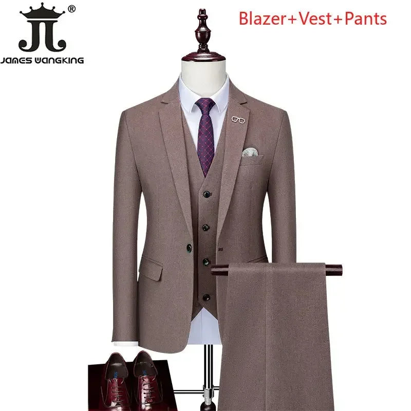 Men's 3-Piece Suit – Blazer, Vest & Pants for Casual, Formal, Business & Wedding
