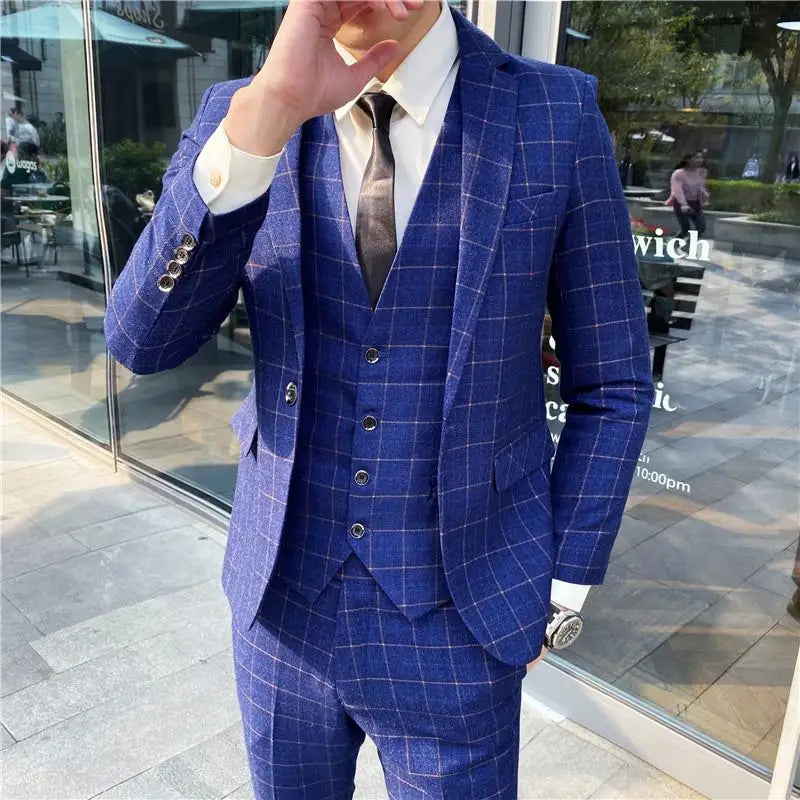 2023 Men's British Fashion 3-Piece Slim Fit Suit – Trendy Banquet Outfit