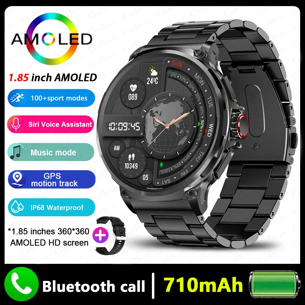 GPS Smart Watch | 1.85'' AMOLED HD Display, 710mAh Battery, Bluetooth Call, Sports Fitness Tracker