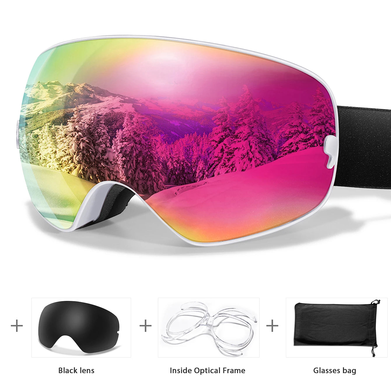 Men & Women Ski Goggles – Anti-Fog Snowboarding/Snowmobile Glasses with UV400 Changeable Lens, Outdoor Sports & Cycling