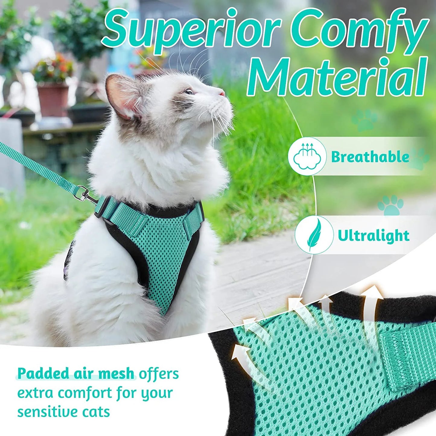 Cat Harness & Leash Set – Escape-Proof Soft Adjustable Vest for Walking
