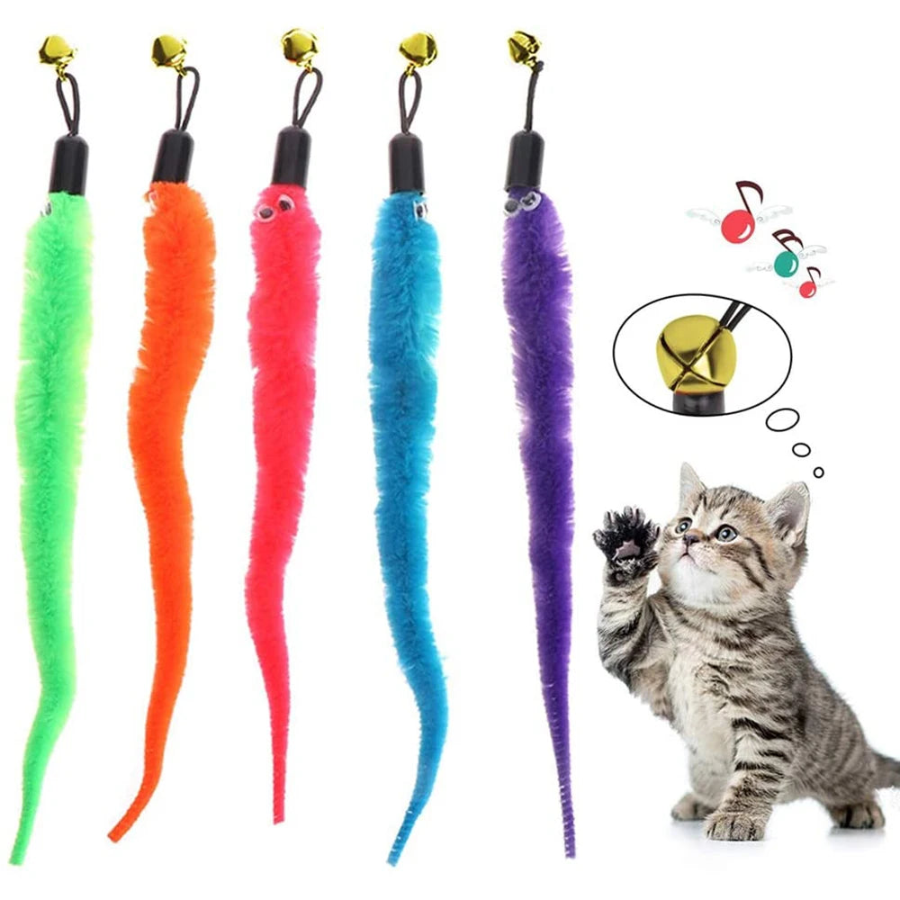 Plush Cat Worm Toy Refill Set – Replacement Heads for Teaser Wands (5/6/10/11 Pcs)