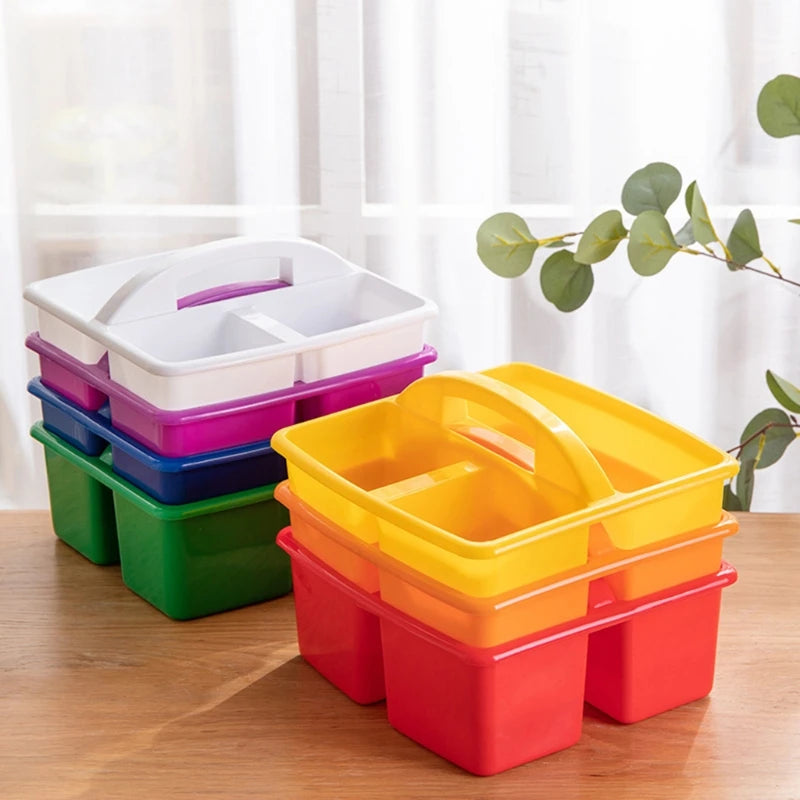 Divided Basket Bin Box – Multi use 3-Compartment Caddy for Kids’ Arts & Crafts Storage Organizer