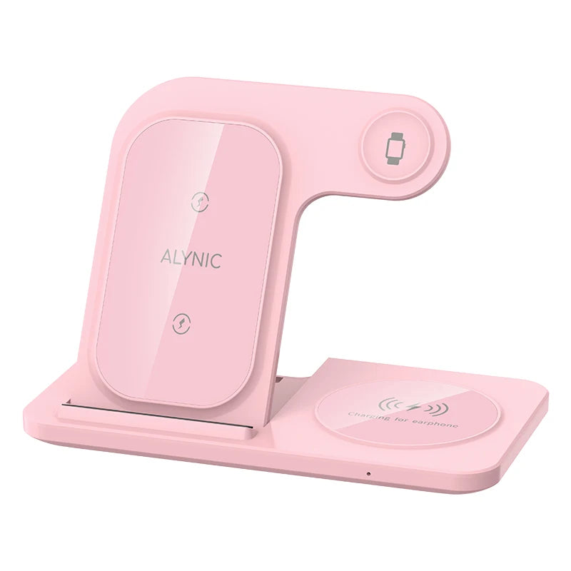 3-in-1 Wireless Charger Stand Pad – Foldable Fast Charging Dock for iPhone 12/13/14/15 Pro Max, Apple Watch & AirPods Pro