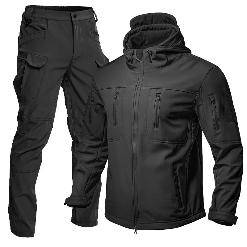 CHRLCK Men's Waterproof Winter Hiking Jacket & Softshell Pants Set | Windproof Fleece Outdoor Gear