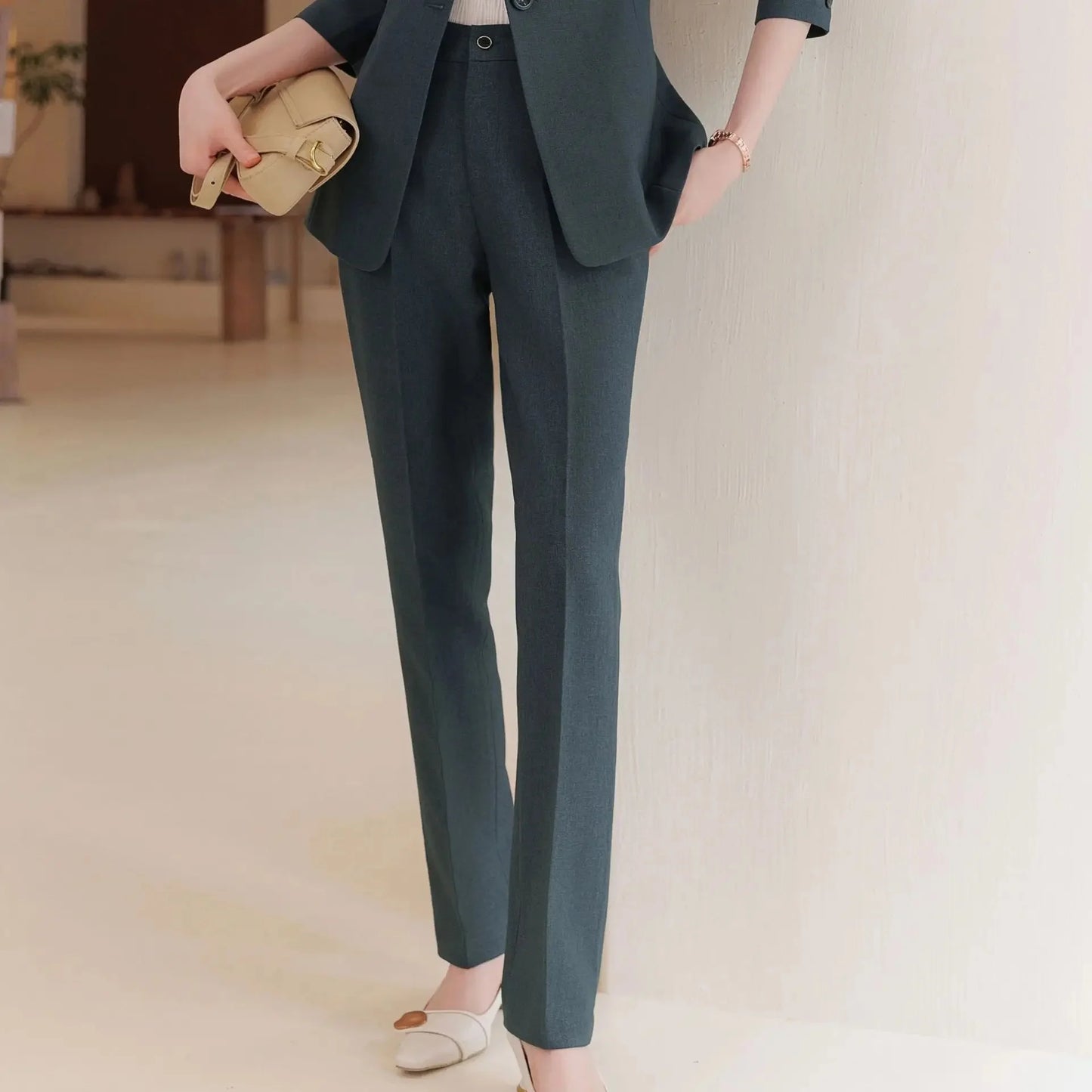 Zihong Women’s Grey Suit Set – High-End Elegant Autumn Fashion Outfit