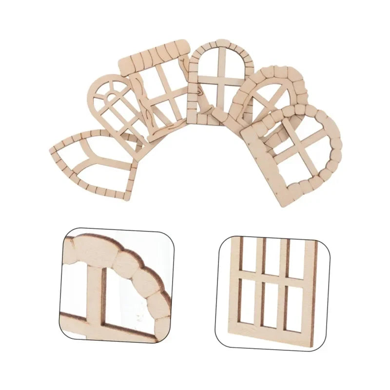 25pcs Miniature Window & Door Accessories – DIY Wooden House Decor, Mini Furniture & Figurine Props