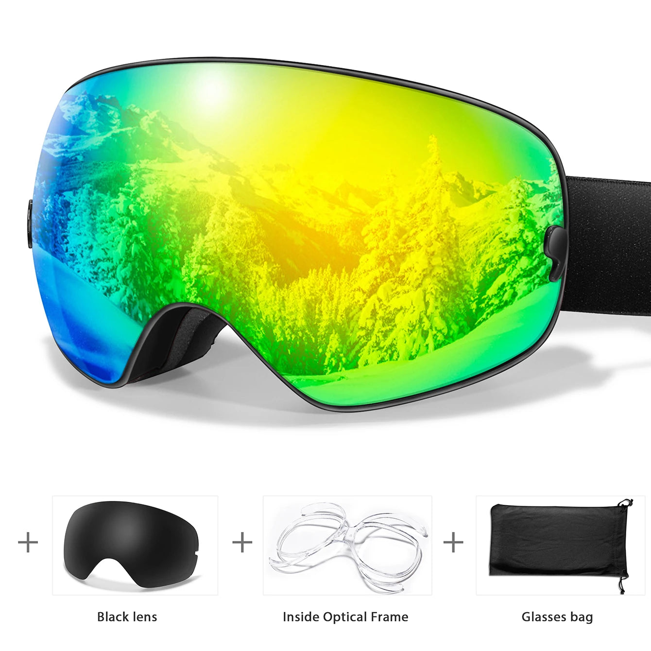 Men & Women Ski Goggles – Anti-Fog Snowboarding/Snowmobile Glasses with UV400 Changeable Lens, Outdoor Sports & Cycling