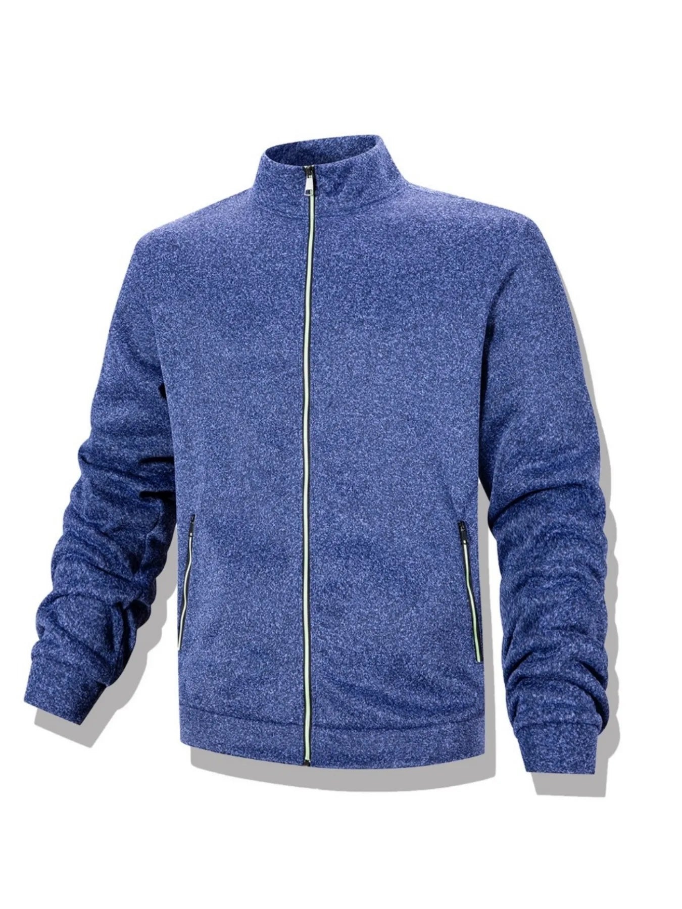 Men’s Full-Zip Stand Collar Sweatshirt Jacket – Autumn Winter Windproof Warm Coat