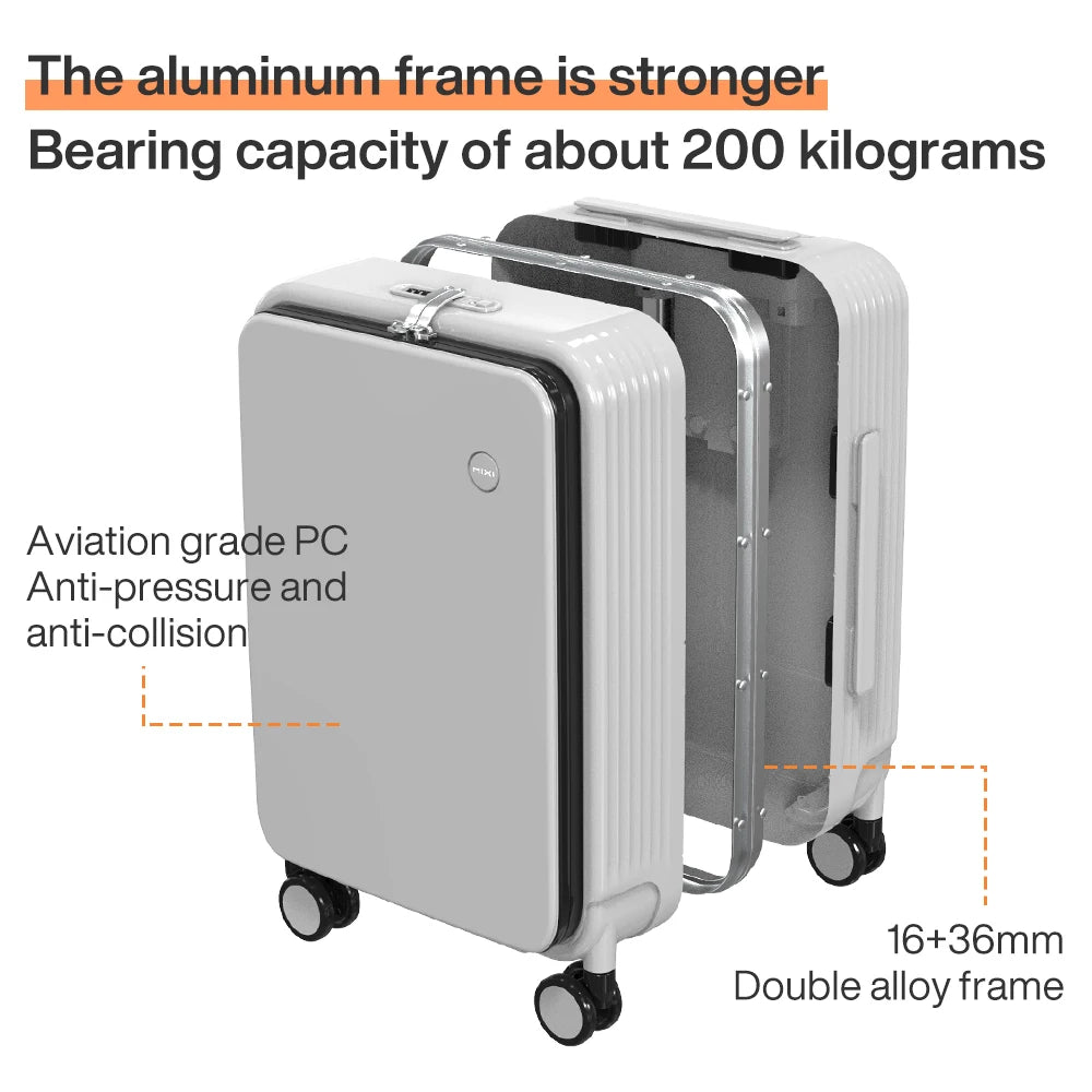 Mixi New Aluminum Frame Suitcase | Carry-On Rolling Luggage with USB, Cup & Phone Holder | 20/24 Inch Cabin Bag
