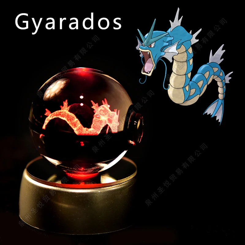 Pokémon 3D Crystal Ball Night Light – Pikachu, Gengar & Mewtwo Pokéball Glass Lamp for Kids Birthday Gifts