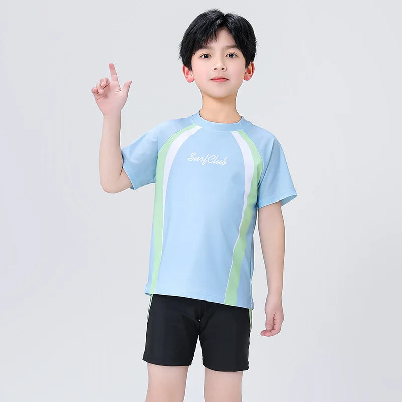 Kids Swimsuit Set Quick Dry Short Sleeve Swimwear Summer Beach Surfing Outfit