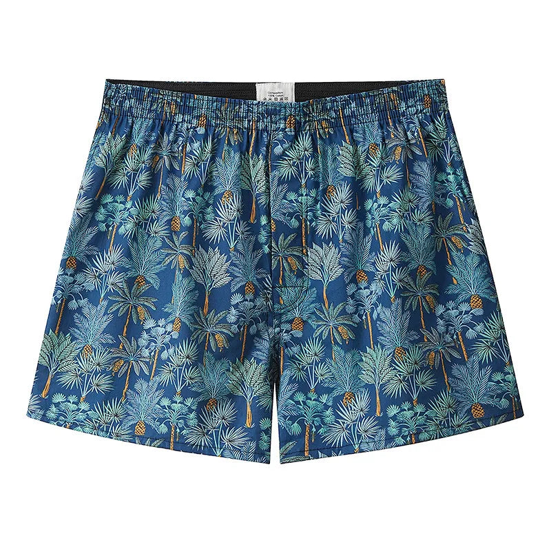 Men's Cotton Boxer Shorts S-XL | Casual Plaid Underwear with Elastic Waistband & Button | Comfortable Home Shorts