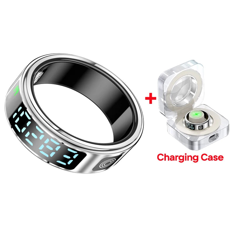 2025 SR08 Smart Ring – LED Display, Heart Rate & Blood Oxygen Monitor, 5ATM Waterproof, Multi-Sport Modes for Men & Women