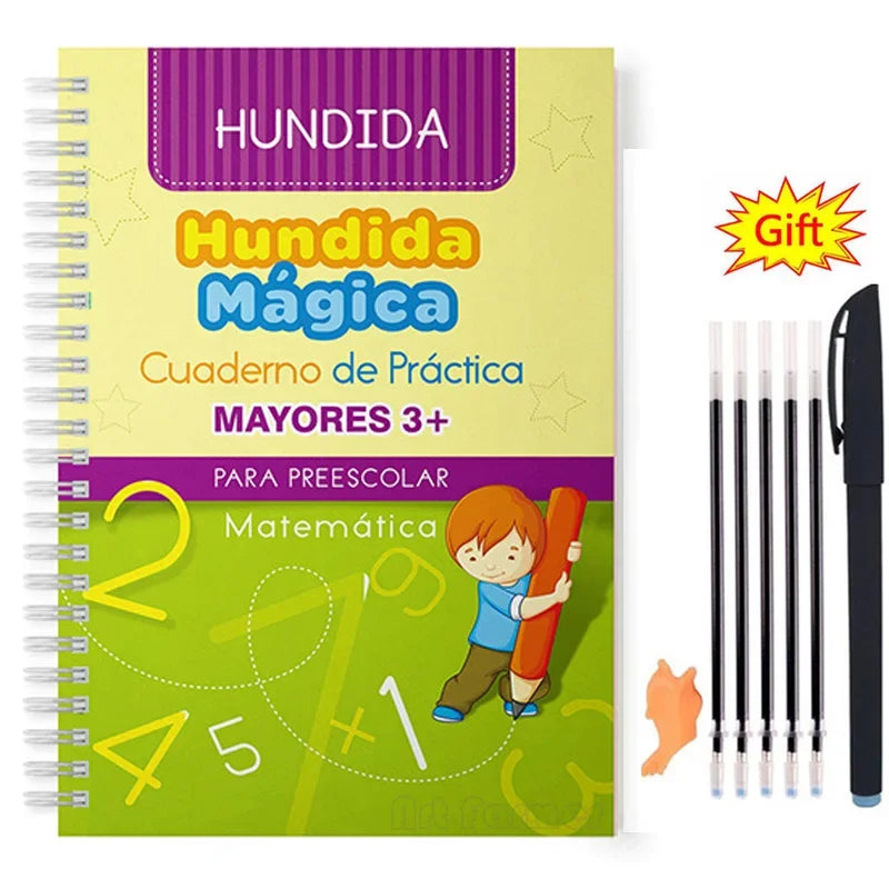 Spanish Magic Copybook – Reusable Montessori Writing Practice Book for Kids Learning Numbers & Alphabet