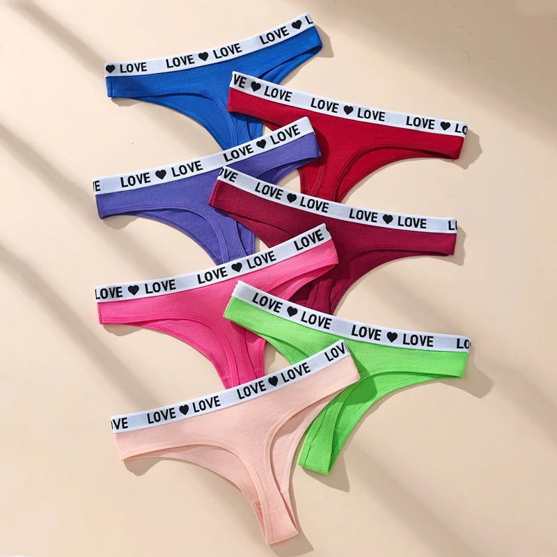 7Pcs Women Cotton Thongs Panties – Striped, Sexy, Soft G-Strings, Plus Size Lingerie