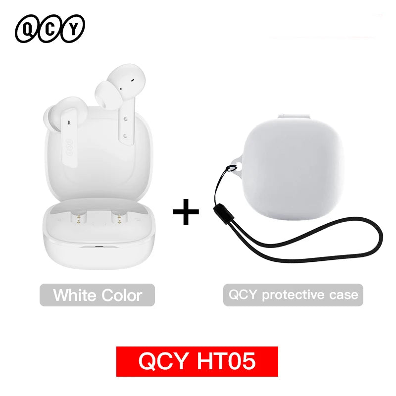 QCY HT05 ANC Wireless TWS Earphones – Bluetooth 5.2, 40dB Active Noise Cancellation, In-Ear Mics, Hands-Free Earbuds
