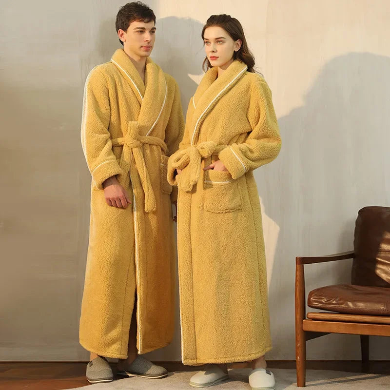 2025 Autumn & Winter Cotton Robe | Thick Comfortable Bathrobe for Men & Women | Large Size Light Luxury Couple Homewear