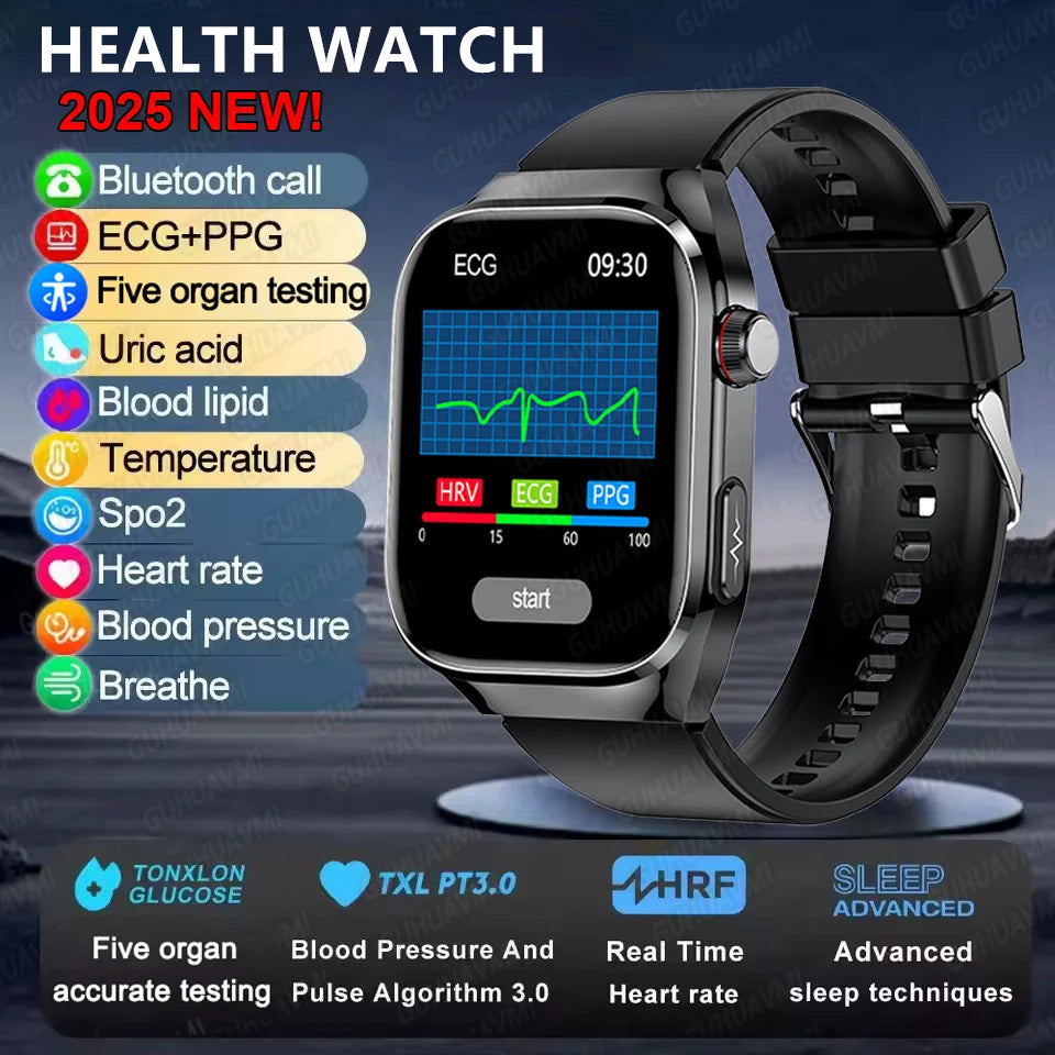 2025 Smart Watch for Men – Uric Acid, Body Fat & Organ Health Monitor | Bluetooth Call Smart Bracelet