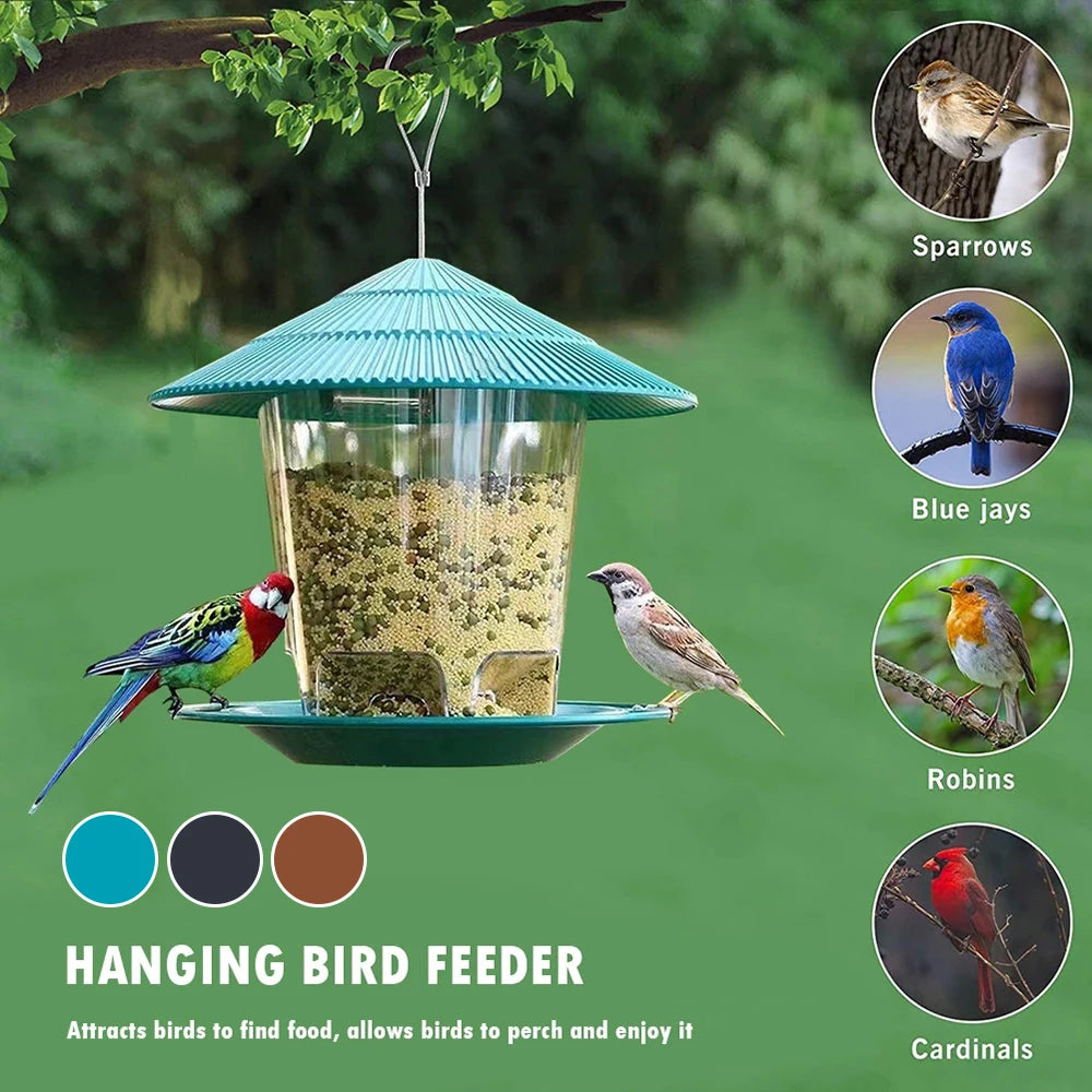 Automatic Hanging Bird Feeder – Outdoor Multiple-Hole Nut & Seed Dispenser, Durable Food Container for Wild Birds