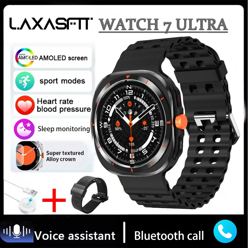 ساعة LAXASFIT GT7 Ultra Smart Watch 2025 - جهاز تتبع اللياقة البدنية والصحة متعدد الوظائف للرجال والنساء، هدية للعطلات