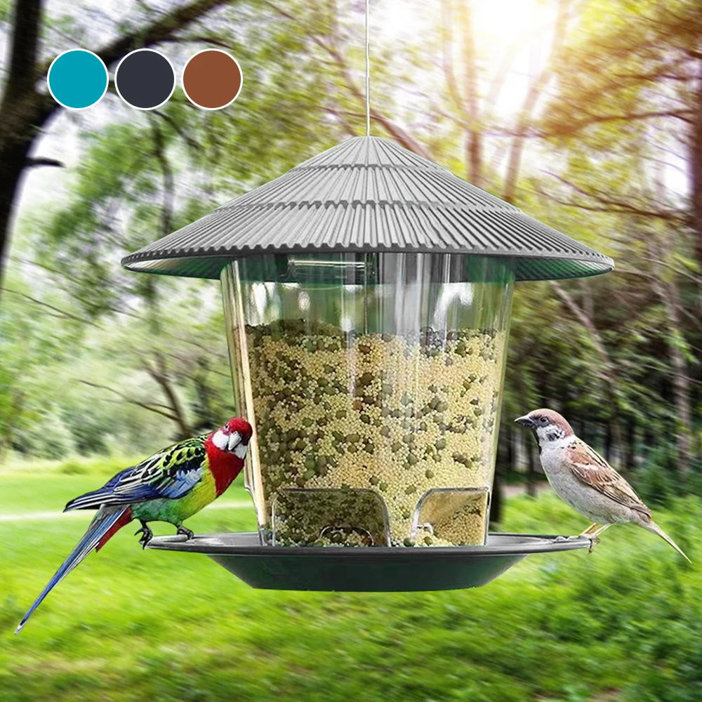 Automatic Hanging Bird Feeder – Outdoor Multiple-Hole Nut & Seed Dispenser, Durable Food Container for Wild Birds