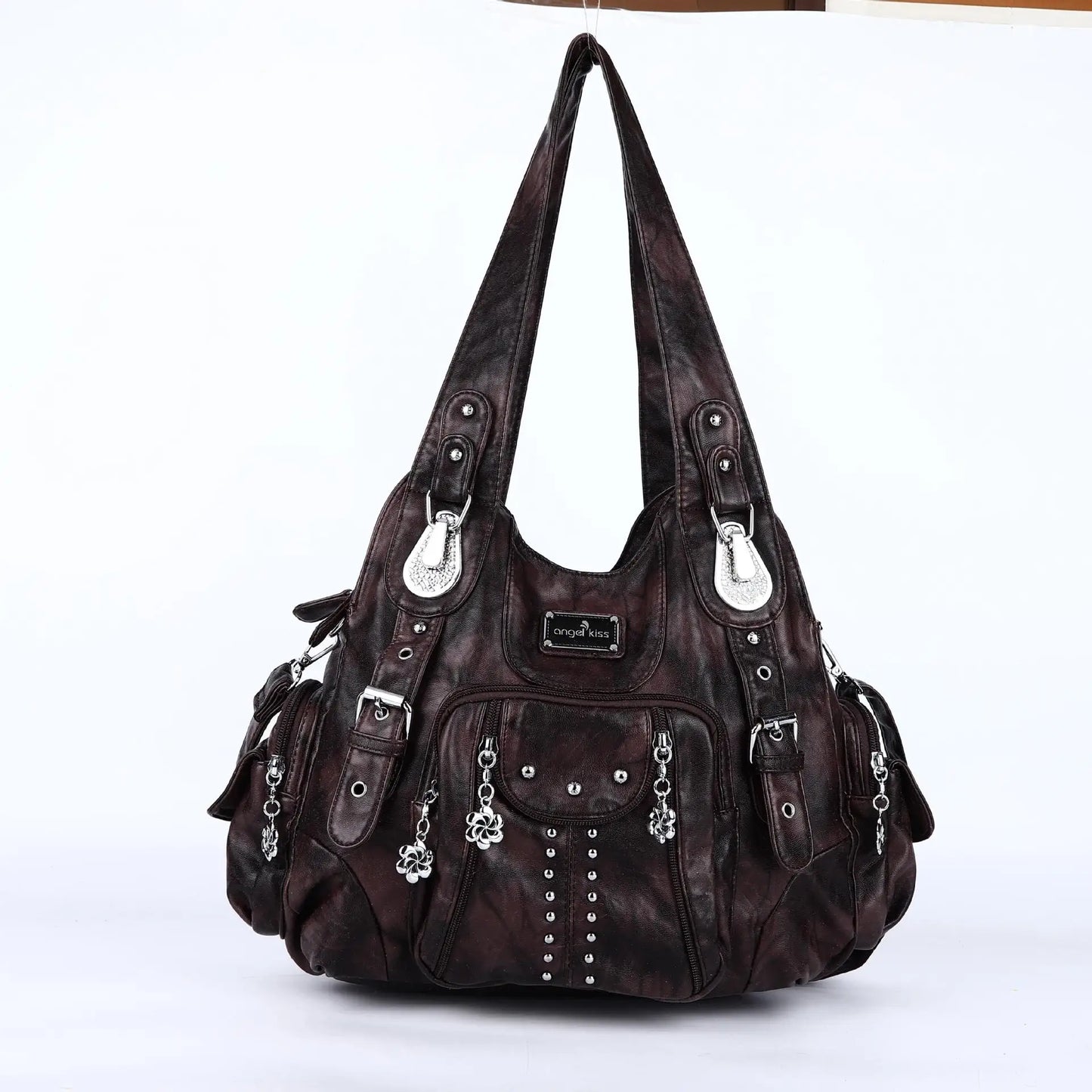 حقيبة يد نسائية من جلد البولي يوريثان من Angel kiss - حقيبة كتف أنيقة، حقيبة كبيرة وحقيبة يد كبيرة