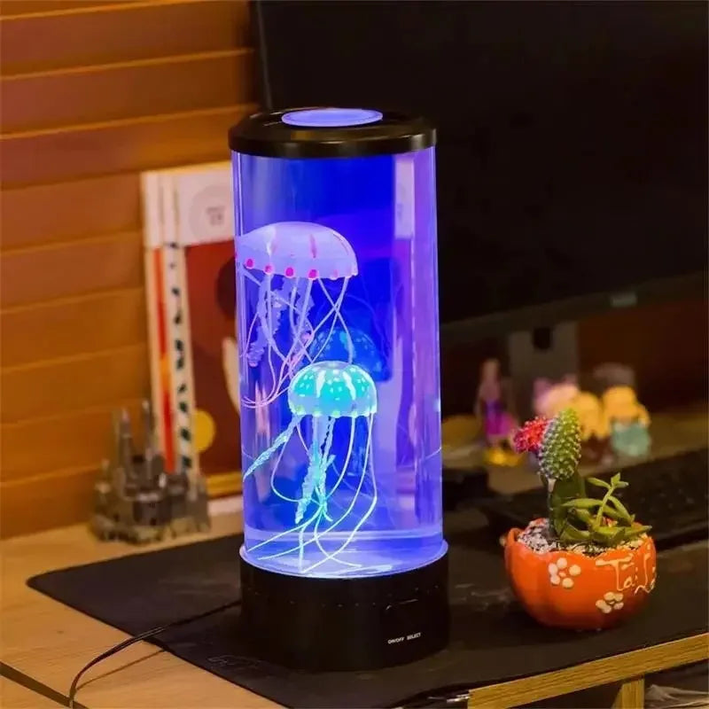 Simulated Jellyfish LED Night Lamp – Cylindrical Quiet Colorful Aquarium Light for Home, Bedroom & Birthday Gifts
