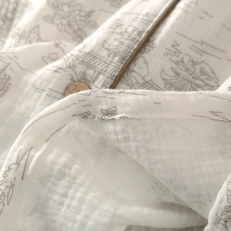 Summer Women's Pajama Set | 3-Piece 100% Gauze Cotton Sleepwear with Short Sleeve Top, Long Pants & Shorts