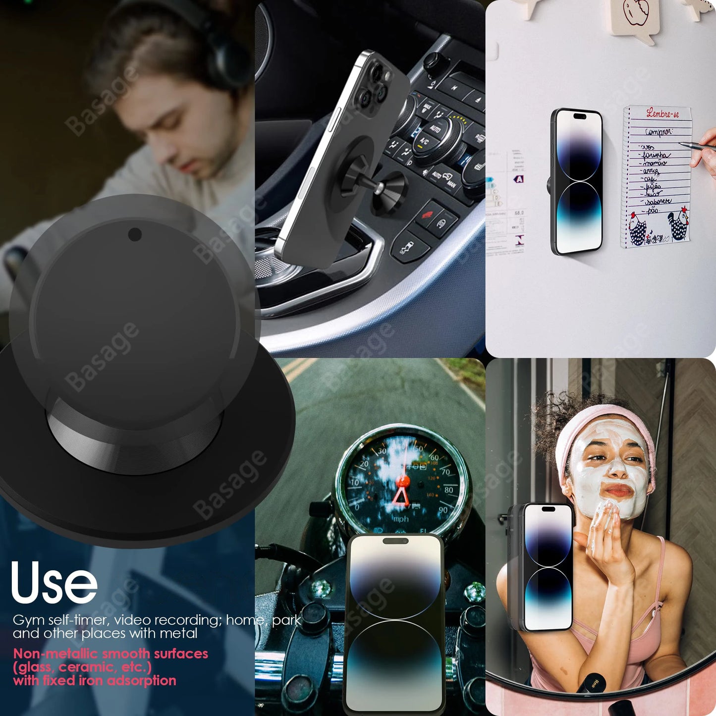 حامل الهاتف المغناطيسي من Gym Mate - حامل شفط MagSafe مزدوج الجوانب لتصوير الفيديو بدون استخدام اليدين ودعم التمرين