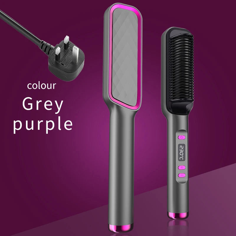 Electric Hot Comb Hair Straightener – Negative Ion Anti-Scald Straightening Brush & Styling Tool