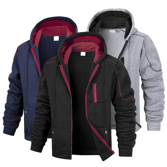 Men’s Solid Color Zipper Hoodie – Slim Fit Casual Sports Cardigan Sweatshirt Jacket