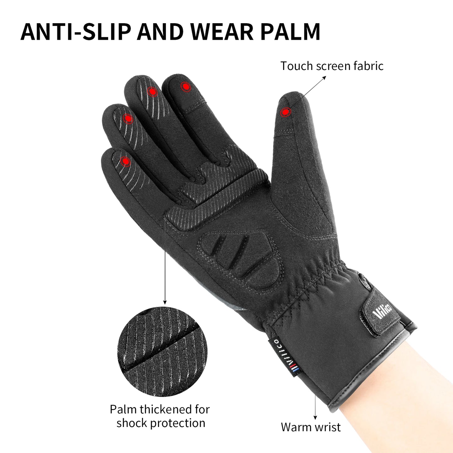 Men’s Winter Waterproof Cycling Gloves – Full-Finger Fleece Touchscreen Non-Slip Gloves for Running, Motorcycle & Ski Outdoor Sports