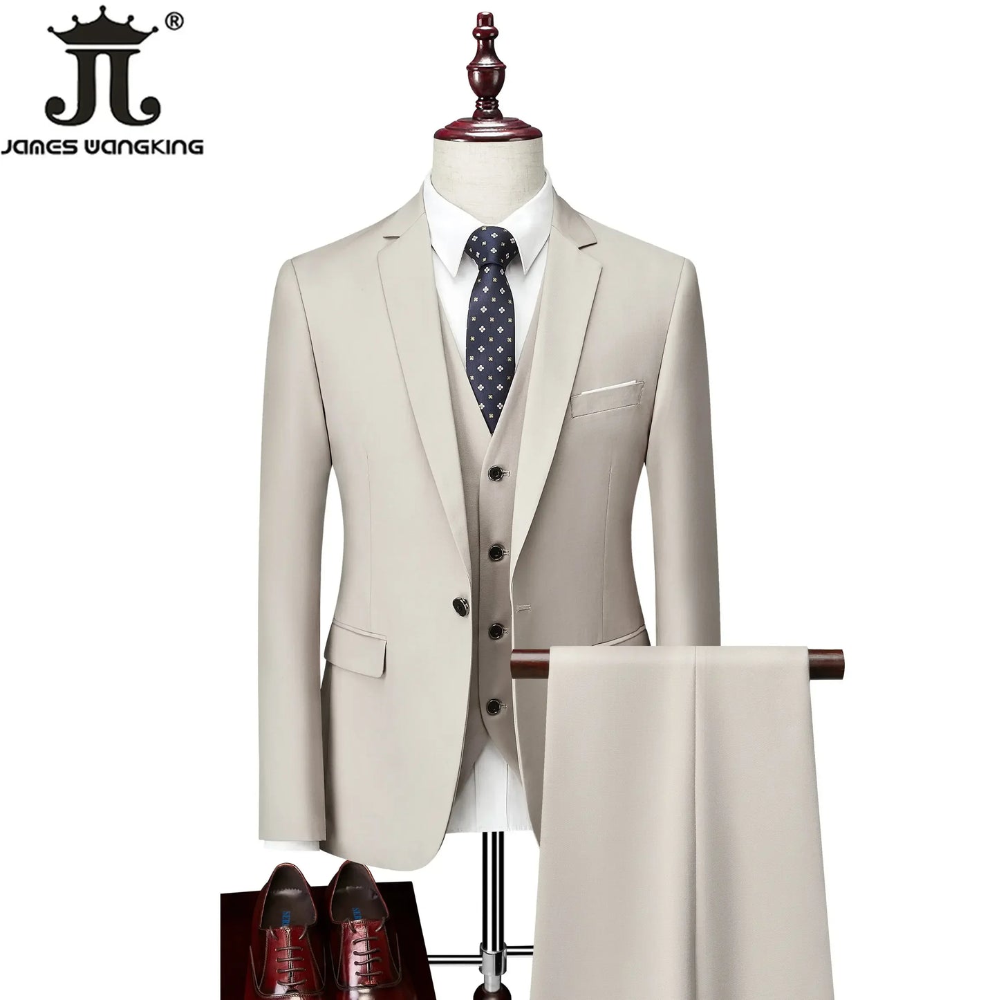 M-6XL 15 Colors Men's 3-Piece Formal Suit – Jacket, Vest & Pants for Business, Groom & Wedding