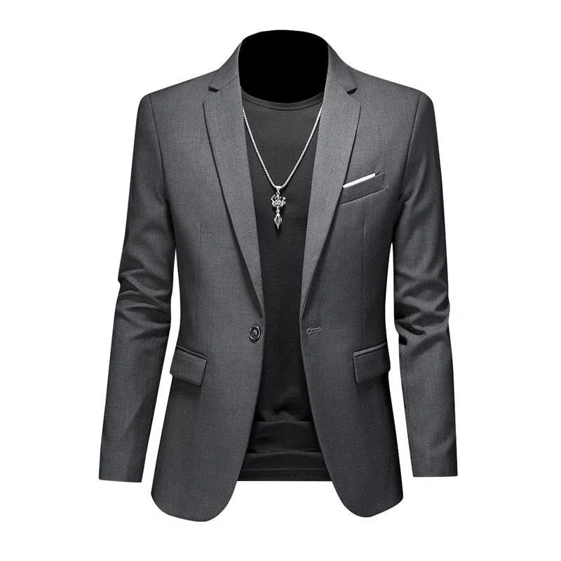 Men's High-End Solid Color Blazer – Casual Business & Groom Wedding Suit Jacket