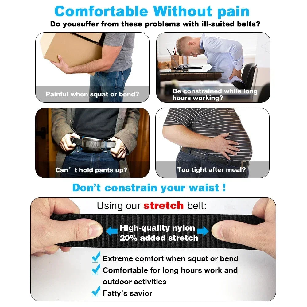 Men’s Golf Sports Elastic Belt – Tactical Nylon Automatic Buckle Belt