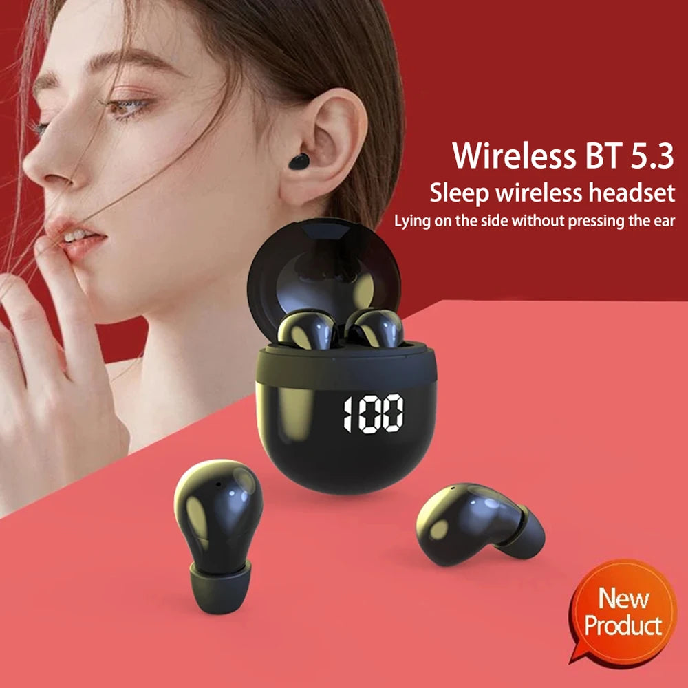 SK18 Mini Invisible Bluetooth 5.3 Headphones | Wireless Bass, Noise-Cancelling & Sleeping Earbuds with Mic