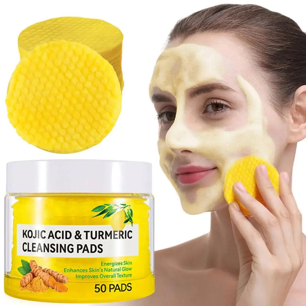40/50pcs Turmeric Kojic Acid Cleansing Pads – Exfoliating Facial Pads for Daily Deep Cleansing Skincare