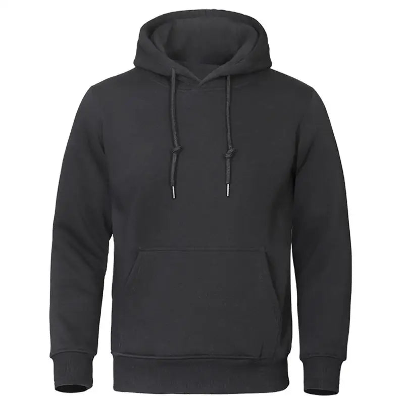 Men’s Fleece Sweatshirt – Autumn Winter Warm Pullover Hoodie, Casual Solid Color Streetwear for Sport & School