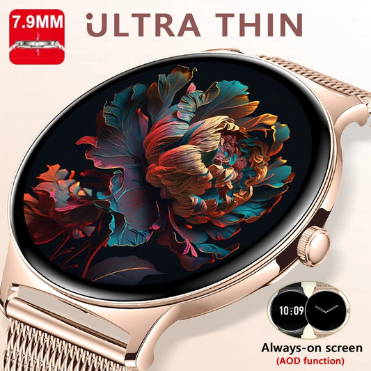 Ultra Thin Smart Watch for Women – Always-On Display, Bluetooth Call, Sports Bracelet, Fashion Smartwatch for Huawei & Xiaomi