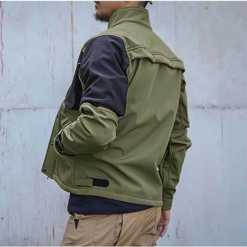 Men’s Waterproof Shark Skin Tactical Fleece Soft-Shell Jacket + Windproof Warm Cargo Pants (2-Piece Set)