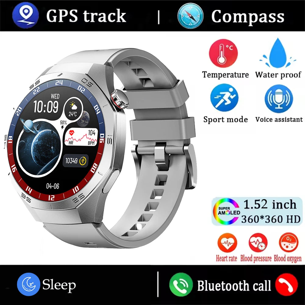 2025 Smart Watch for Men – AMOLED Screen, GPS, Heart Rate, Bluetooth Calls & Waterproof