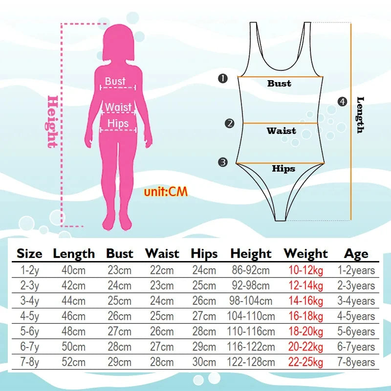 Girls One-Piece Mermaid Swimsuit Fish Scale Unicorn Kids Beachwear Ages 2-8
