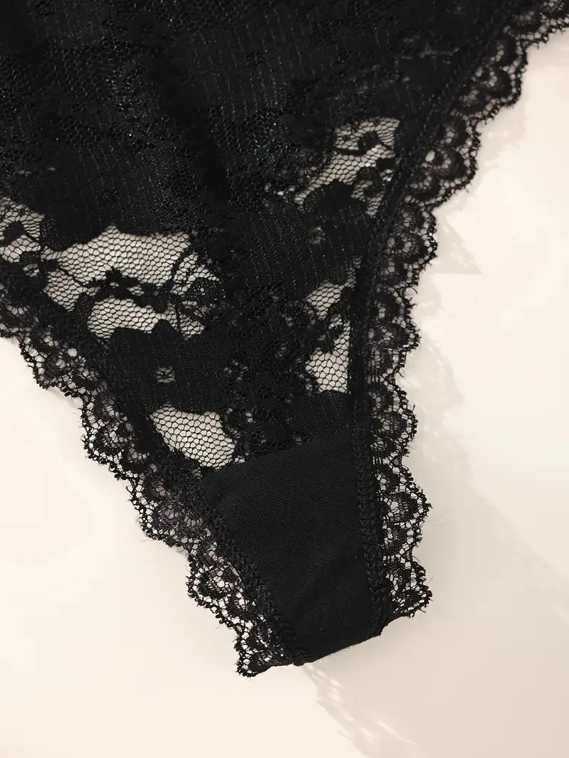 5PCS Women's Floral Lace Low Waist Panties Sexy Breathable Solid Color Underwear Lingerie