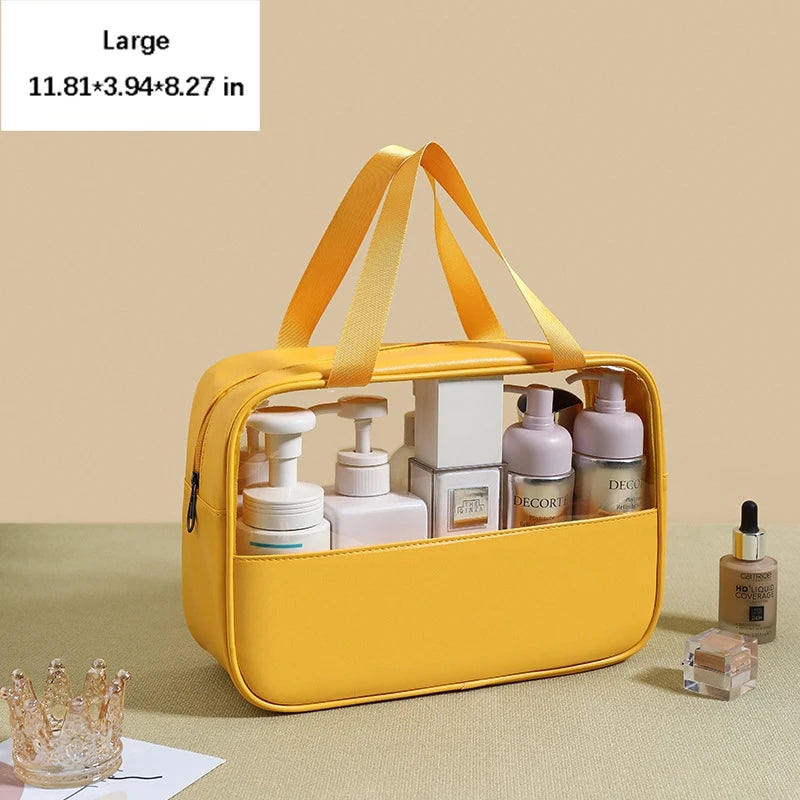 Portable Toiletry Bags with Handle | Translucent Waterproof Travel Makeup Bag for Women | Large Capacity Cosmetic Bag