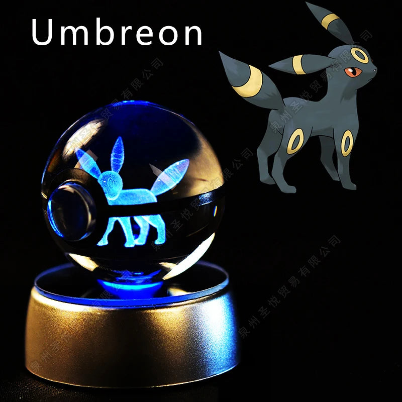 Pokémon 3D Crystal Ball Night Light – Pikachu, Gengar & Mewtwo Pokéball Glass Lamp for Kids Birthday Gifts
