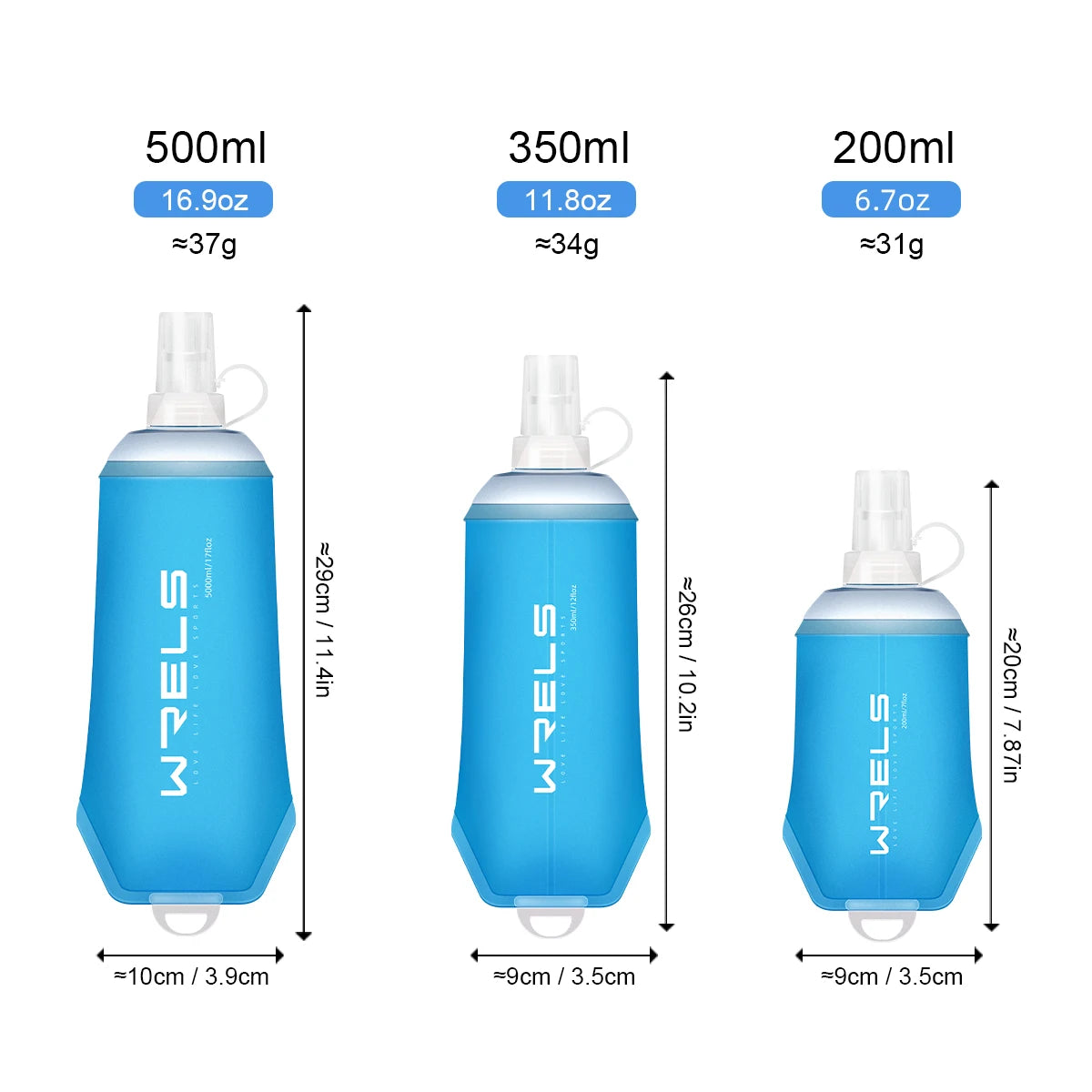 WRELS Soft Folding Water Bottle – BPA-Free TPU Flask for Camping, Running & Cycling